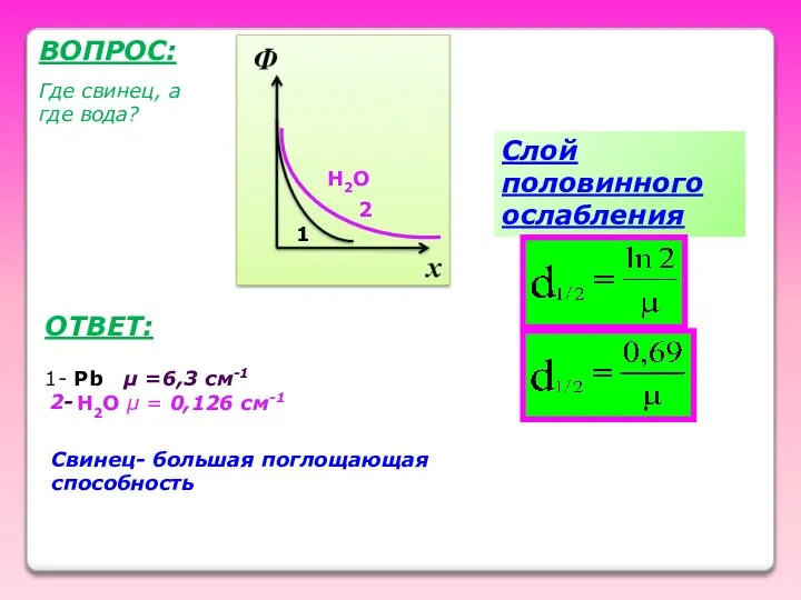 ВОПРОС: Где свинец, а где вода? 2 1 ОТВЕТ: H2О 1-