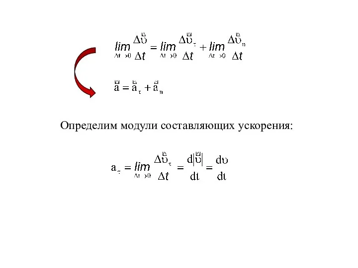 Определим модули составляющих ускорения: