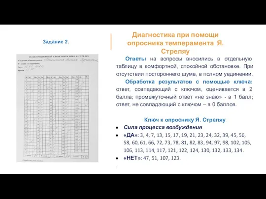 Ответы на вопросы вносились в отдельную таблицу в комфортной, спокойной обстановке.