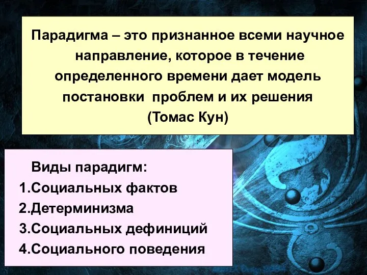 Парадигма – это признанное всеми научное направление, которое в течение определенного