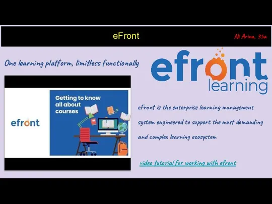 eFront One learning platform, limitless functionally eFront is the enterprise learning