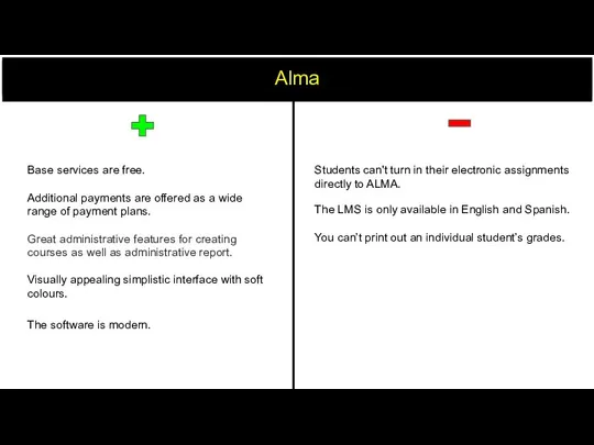 Alma Students can't turn in their electronic assignments directly to ALMA.