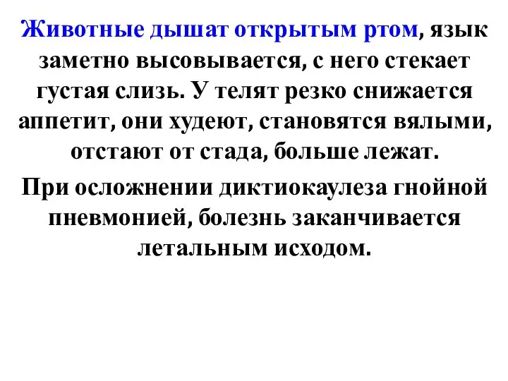 Животные дышат открытым ртом, язык заметно высовывается, с него стекает густая