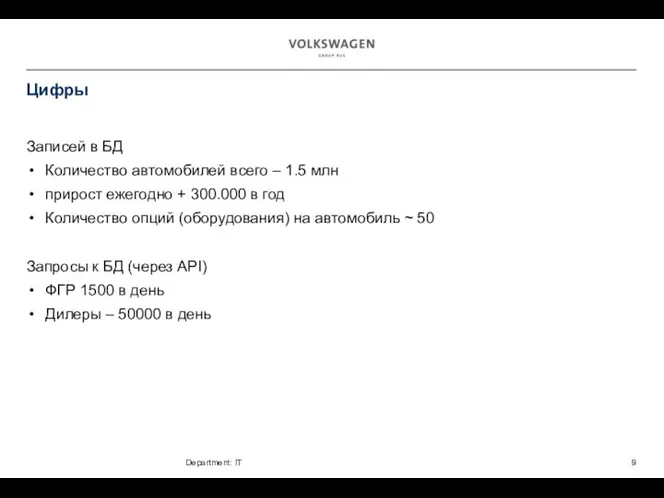 Цифры Записей в БД Количество автомобилей всего – 1.5 млн прирост