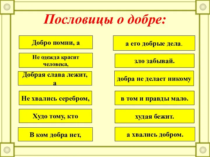 Пословицы о добре: Добро помни, а Не одежда красит человека, Добрая