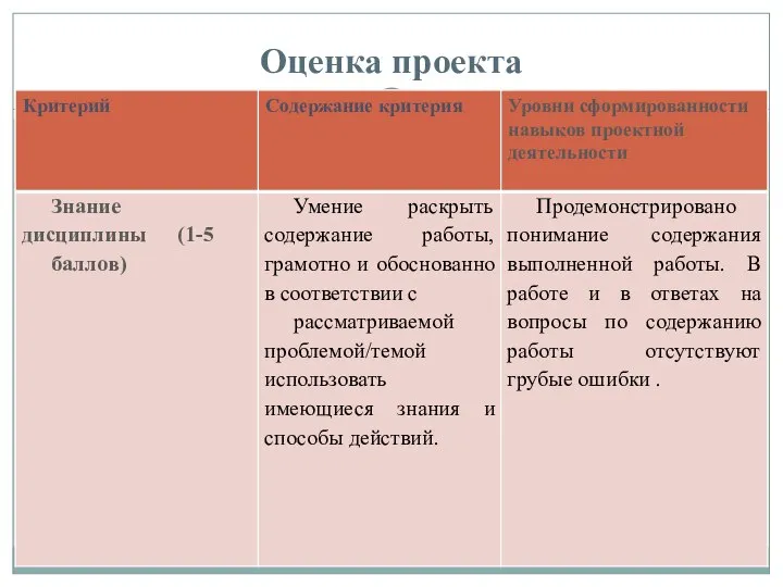 Оценка проекта