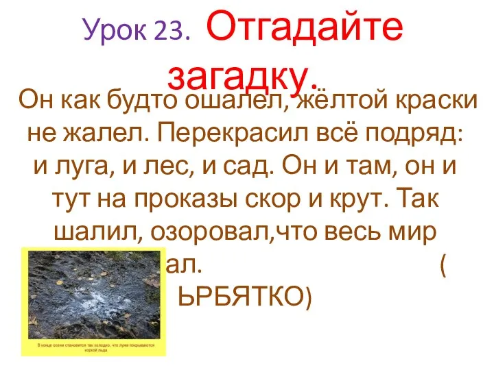 Урок 23. Отгадайте загадку. Он как будто ошалел, жёлтой краски не