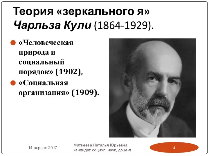 Теория «зеркального я» Чарльза Кули (1864-1929). «Человеческая природа и социальный порядок»