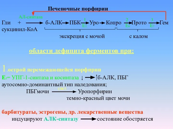 Печеночные порфирии Гли + б-АЛК ПБК Уро Копро Прото Гем сукцинил-КоА