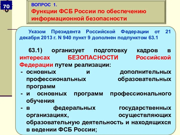 Указом Президента Российской Федерации от 21 декабря 2013 г. N 940