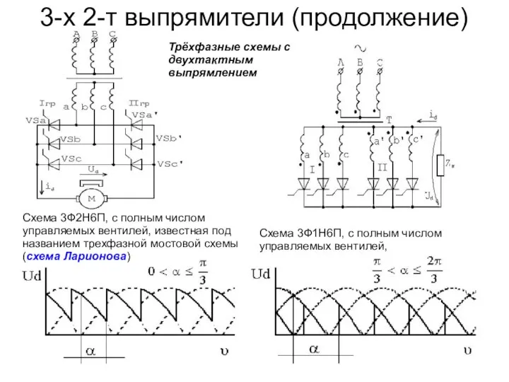 Схема 3Ф2Н6П, с полным числом управляемых вентилей, известная под названием трехфазной