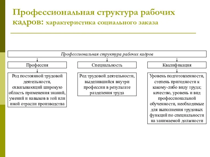 Профессиональная структура рабочих кадров: характеристика социального заказа