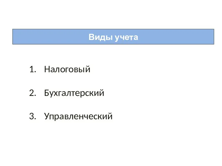 Налоговый Бухгалтерский Управленческий Виды учета