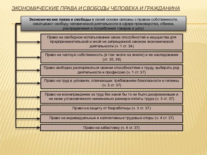 ЭКОНОМИЧЕСКИЕ ПРАВА И СВОБОДЫ ЧЕЛОВЕКА И ГРАЖДАНИНА Экономические права и свободы