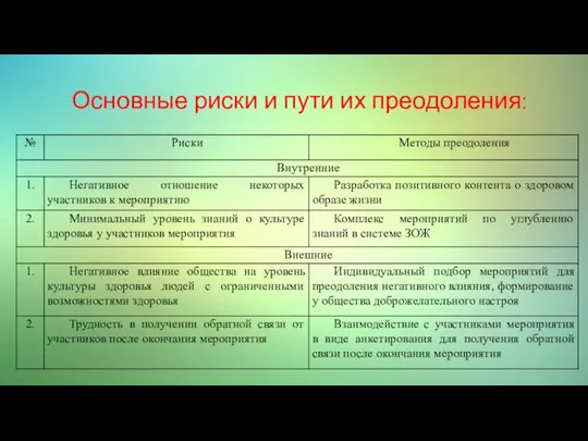 Основные риски и пути их преодоления: