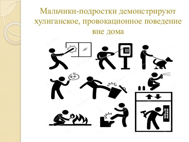 Мальчики-подростки демонстрируют хулиганское, провокационное поведение вне дома