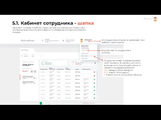 5.1. Кабинет сотрудника - шапка Сотрудник может отредактировать свой профиль. В