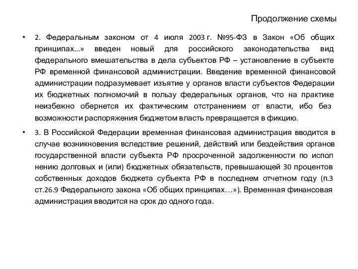 Продолжение схемы 2. Федеральным законом от 4 июля 2003 г. №95-ФЗ