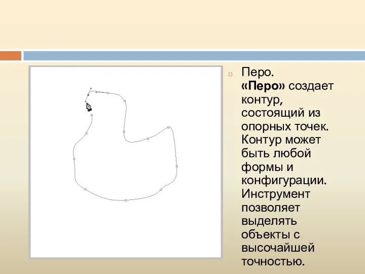 Перо. «Перо» создает контур, состоящий из опорных точек. Контур может быть