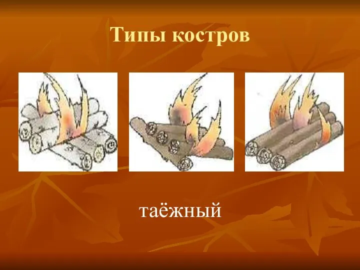 Типы костров таёжный