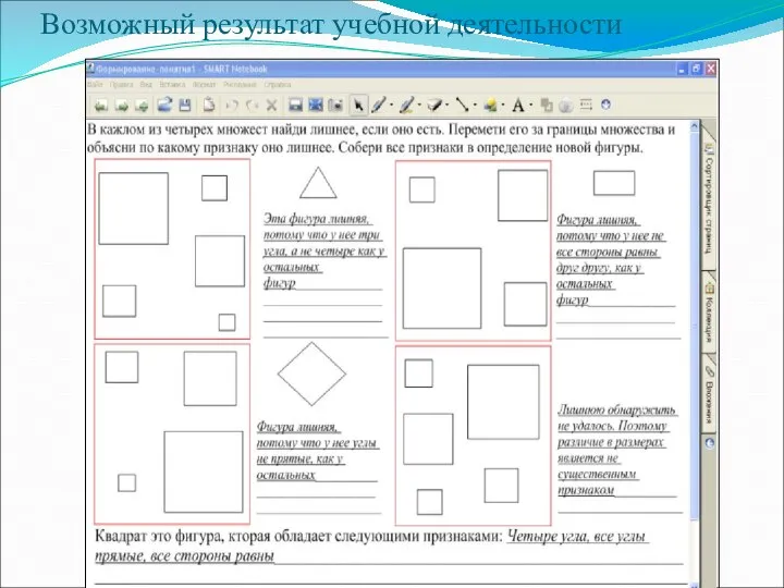 Возможный результат учебной деятельности