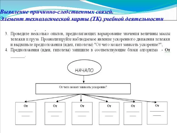 Выявление причинно-следственных связей. Элемент технологической карты (ТК) учебной деятельности