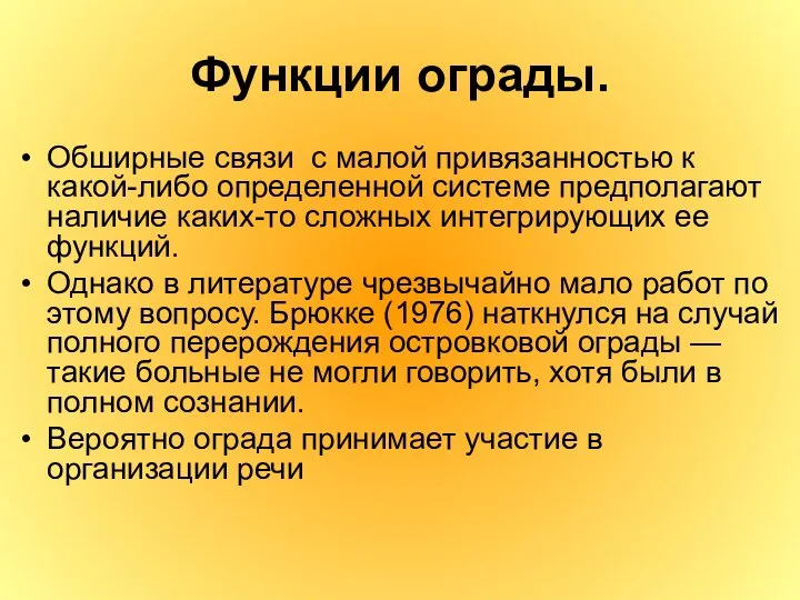 Функции ограды. Обширные связи с малой привязанностью к какой-либо определенной системе