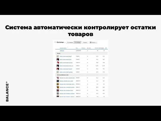 Система автоматически контролирует остатки товаров