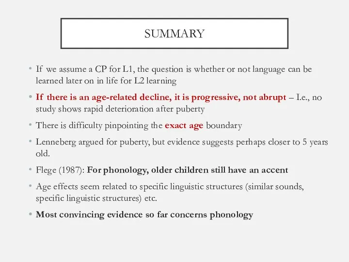 SUMMARY If we assume a CP for L1, the question is