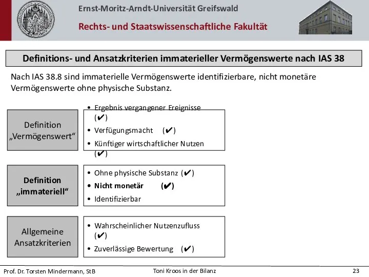 Definitions- und Ansatzkriterien immaterieller Vermögenswerte nach IAS 38 Nach IAS 38.8