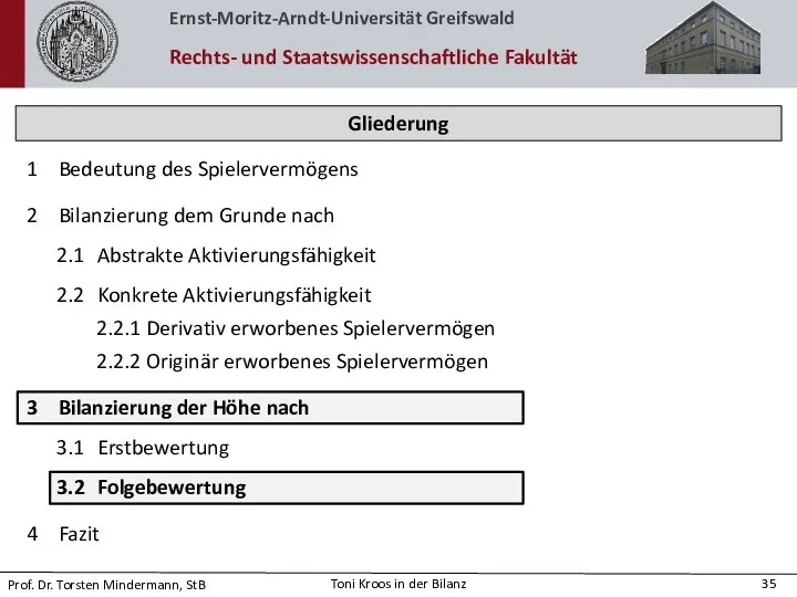 Bedeutung des Spielervermögens Bilanzierung dem Grunde nach 2.1 Abstrakte Aktivierungsfähigkeit 2.2