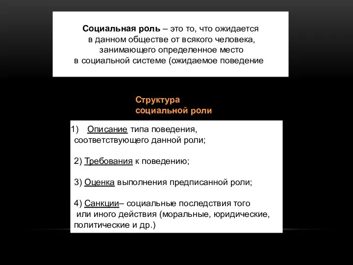 Социальная роль – это то, что ожидается в данном обществе от