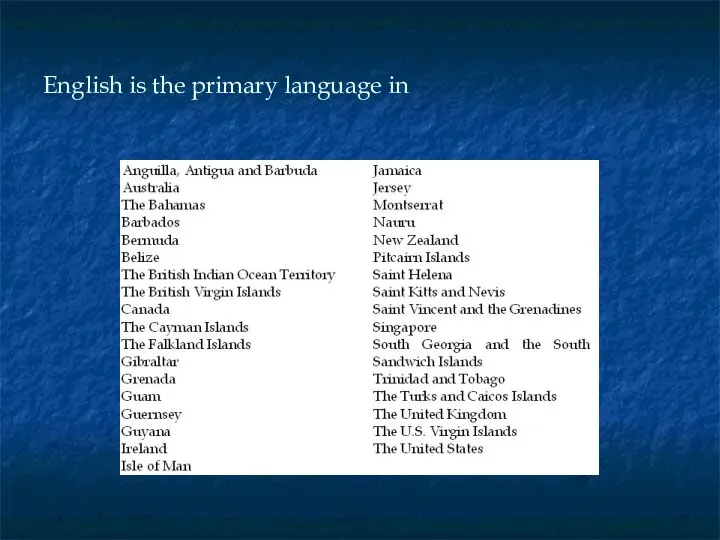 English is the primary language in
