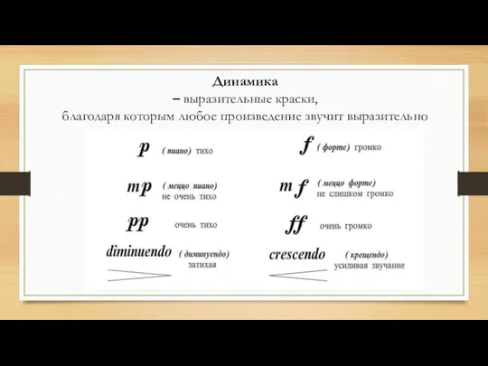 Динамика – выразительные краски, благодаря которым любое произведение звучит выразительно