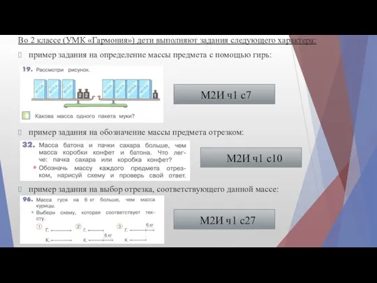 Во 2 классе (УМК «Гармония») дети выполняют задания следующего характера: пример