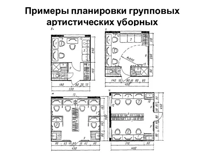 Примеры планировки групповых артистических уборных