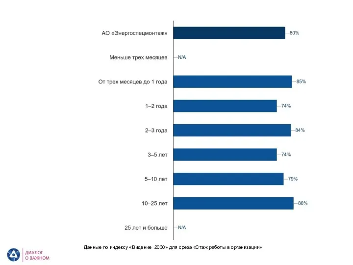 АО «Энергоспецмонтаж». Видение 2030. Стаж работы в организации Данные по индексу