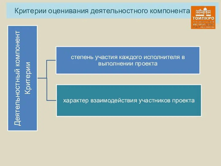 Критерии оценивания деятельностного компонента