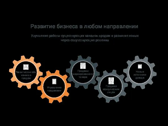 Развитие бизнеса в любом направлении Улучшение работы существующих каналов продаж и