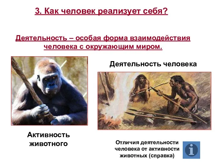 3. Как человек реализует себя? Деятельность – особая форма взаимодействия человека