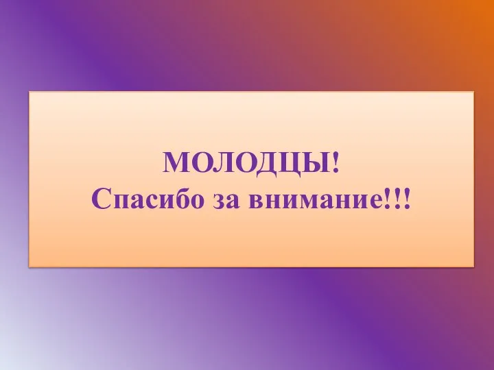 МОЛОДЦЫ! Спасибо за внимание!!!