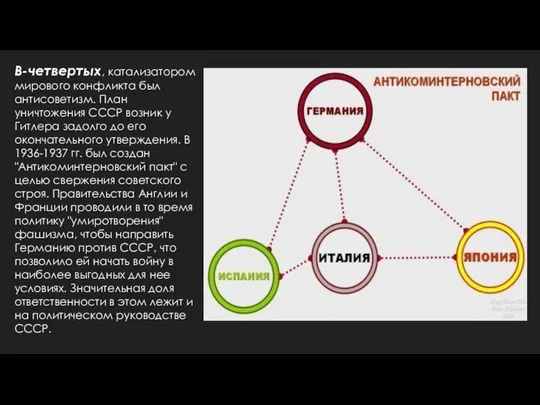 В-четвертых, катализатором мирового конфликта был антисоветизм. План уничтожения СССР возник у