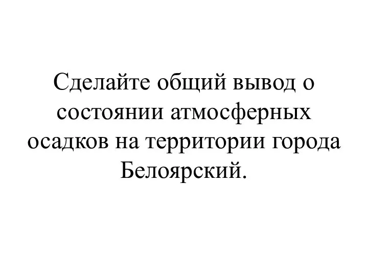 Сделайте общий вывод о состоянии атмосферных осадков на территории города Белоярский.