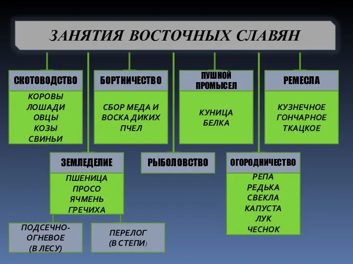 СКОТОВОДСТВО БОРТНИЧЕСТВО РЕМЕСЛА ПУШНОЙ ПРОМЫСЕЛ КОРОВЫ ЛОШАДИ ОВЦЫ КОЗЫ СВИНЬИ СБОР