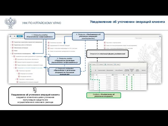 Уведомление об уточнении операций клиента УФК ПО АЛТАЙСКОМУ КРАЮ 2. Открыть