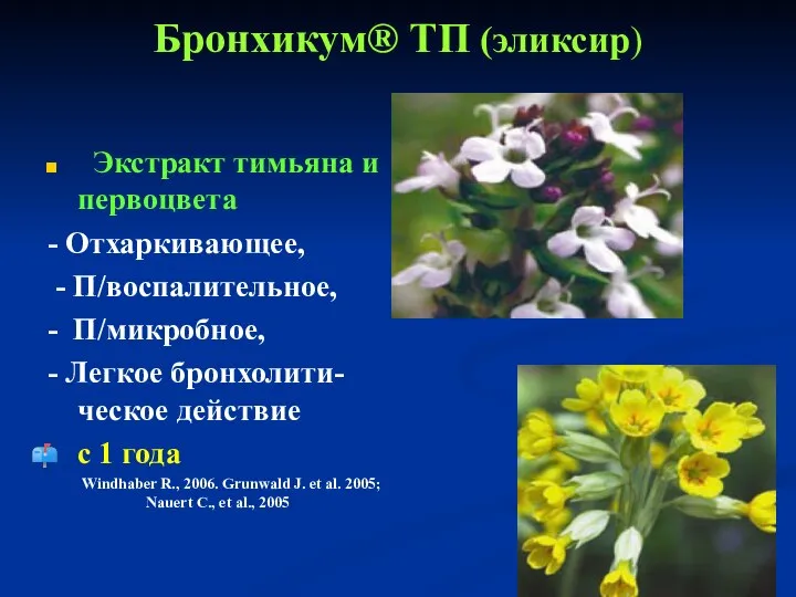 Бронхикум® ТП (эликсир) Экстракт тимьяна и первоцвета - Отхаркивающее, - П/воспалительное,