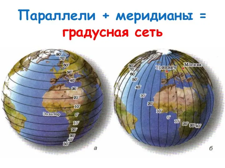 Параллели + меридианы = градусная сеть