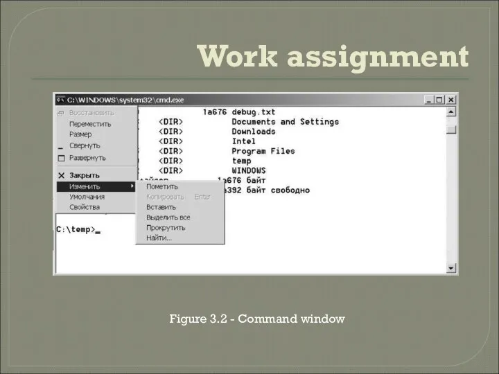 Work assignment Figure 3.2 - Command window