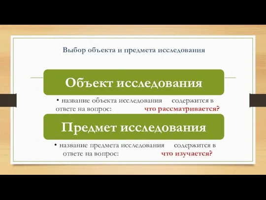 Выбор объекта и предмета исследования