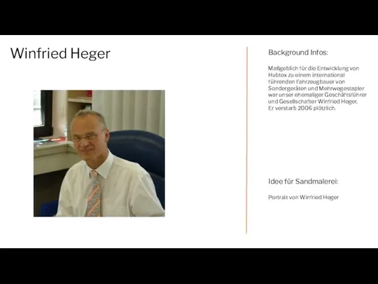 Winfried Heger Background Infos: Maßgeblich für die Entwicklung von Hubtex zu